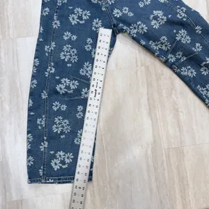 Flamingals Blue Daisy Floral Barrel Jeans Large High Rise Retro thumbnail 4