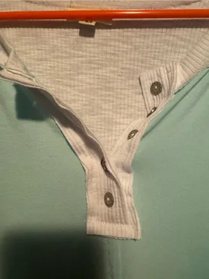 POL Mixed Media Patchwork Lace Henley Top - Mint Green Size M thumbnail 5