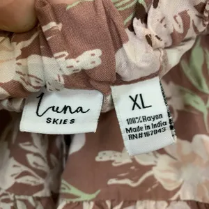 Luna Skies Floral‎ Tiered Midi Skirt Boho Cottagecore Flowy Pink XL thumbnail 4