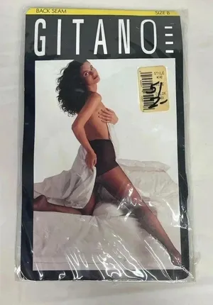 Vintage Gitano Back Seam Nylons Tights Pantyhose Hosiery Black Sz B Sexy 80s 90s thumbnail 1