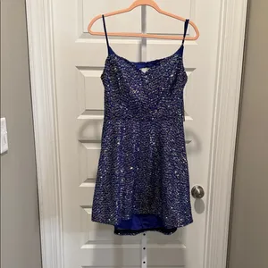 City Studio Blue Sequin‎ Cutout Fit & Flare Dress Size 15/16 NWT thumbnail 3