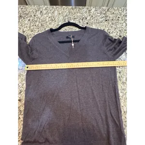 Quince lightweight V-neck sweater Brown Size Small Mocha Heather thumbnail 9
