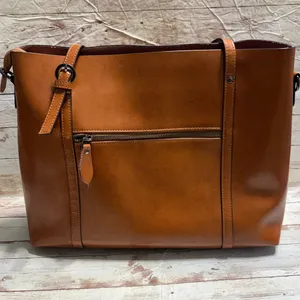 FZONE Leather Shoulder Tote Bag Brown Crossbody Office Handbag Laptop Work NWOT thumbnail 2