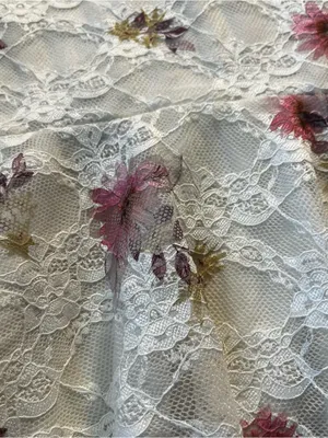 White Lace Floral Print Baby Doll style Flowy Top thumbnail 5