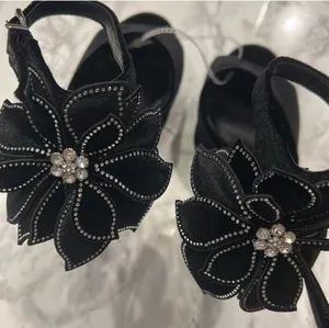 GIANNI BINI Karmello Velvet Flower Ankle Strap Black Platform Heels thumbnail 6