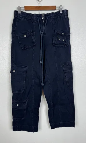 Free People Movement Walk On Fire Cargo Pants Navy Blue Utility Cropped Small thumbnail 1