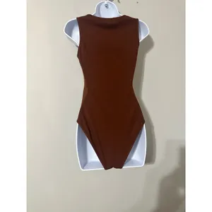 Showpo Brown Sleeveless‎ Ribbed Bodysuit Cutout Womens Size US 6 thumbnail 4