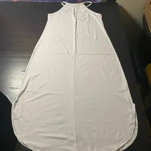 White Halter-Style Maxi Dress with Elastic Neckline thumbnail 1