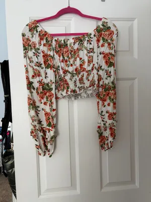 Altar'd State Top Long Sleeve Floral Crop thumbnail 2