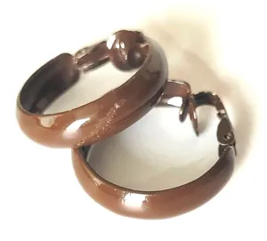 Vintage Brown Hoop Clip-on Costume Retro Earrings thumbnail 1