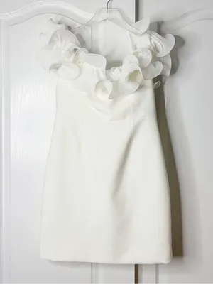 Milly Gizelle Ivory White Off Shoulder Ruffle Mini Dress Size 8 thumbnail 5