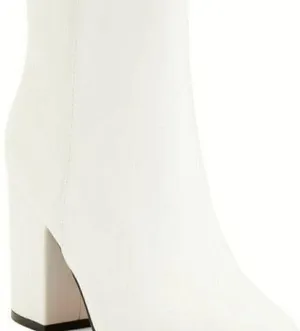 Madden Girl White Chunk Heel Round Toe Pointed Boots Size 7.5 thumbnail 2