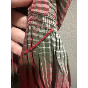 Vintage 50's Marcy Allen Original Red Green Plaid Puff Sleeve Button Dress thumbnail 5
