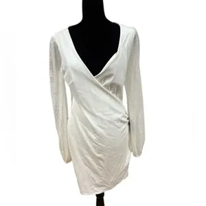 Lulus Love That Lasts Forever Ivory Balloon Sleeve Bodycon Mini Dress NWT thumbnail 6