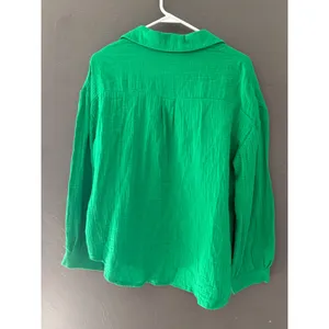 Womens Green Gauze Button‎ Down Shirt Oversized Long Sleeve Cotton Blend S thumbnail 6