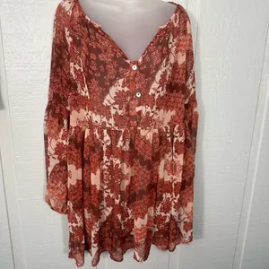 Show Me Your MuMu Red and Pink Floral Tunic Dress Size Small EUC thumbnail 3
