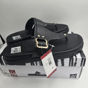 DV Dolce Vita Ulani Womens Size 10 Footbed Black Thong Sandals Gold Buckle NWT thumbnail 4