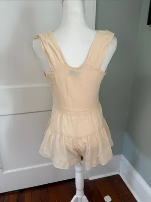 Edikted Peach Button-Front Ruffled Mini Dress Gauzy Cotton Veronica size Small thumbnail 3
