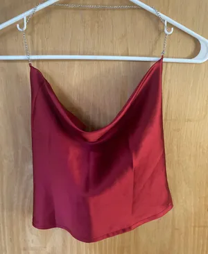 SheIn Red Silk Top thumbnail 1