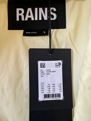 RAINS lightweight Rain Jacket Yellow Size L thumbnail 2