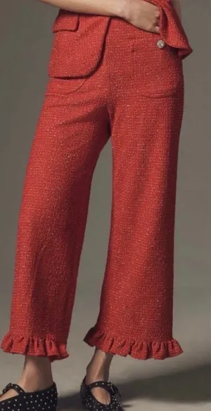 NWT Anthropologie Maeve The Colette Crop Wide-Leg Pants: Tweed Edition, Size 25 thumbnail 1