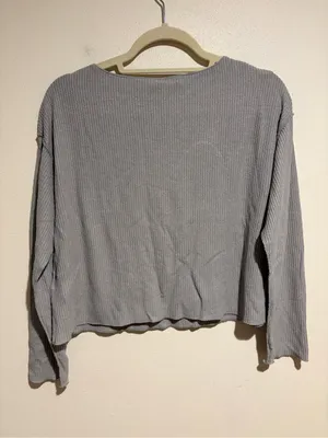Anthropologie Daily Practice Gray Grey Waffle Lightweight Long Sleeve Top XS thumbnail 8