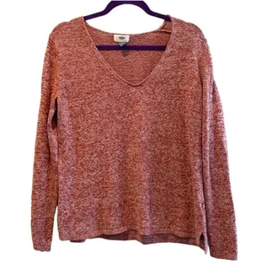 Old Navy Sweater Red Marled V-Neck Knit Pullover Casual Womens‎ Large thumbnail 1