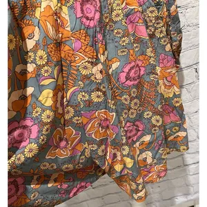RusttyDustty Boho Floral Long Sleeve Button Front Shorts Romper Size 0XL thumbnail 6