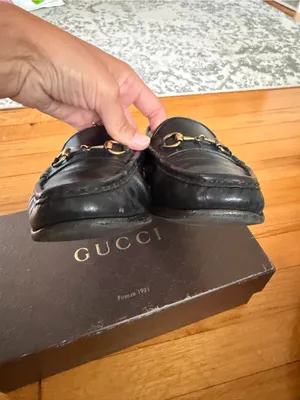 Gucci 1953 Horsebit Black Leather Loafers Gold Size 38 thumbnail 3