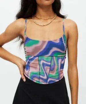 Urban Outfitters Cropped Camisole Tank Pink Purple Green Marble Effect Medium thumbnail 1