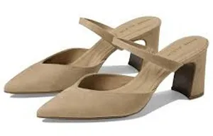 Anne Klein Bellatrix Pointed Toe Suede Block Heel Mule Heels Tan Beige 9 thumbnail 1