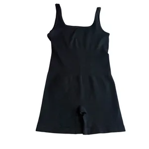 OQQ Size M Square Neck Athletic Romper Black‎ Ribbed Sporty Closet Staple Basic thumbnail 4