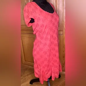 Free People Daisy Lace Godet‎ Fit & Flare Mini Dress Orange Persimmon Size Large thumbnail 8