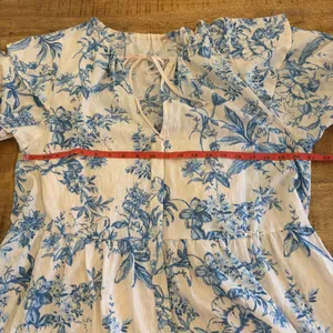 Free People‎ Sunbaked Swing Mini Dress M Cottagecore Tiered Whimsy Floral Toile thumbnail 12