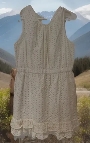 NWOT Y2K Women's Peter Som Collection Eyelet Ruffle Dress Mini‎ Flare Layered-12 thumbnail 1