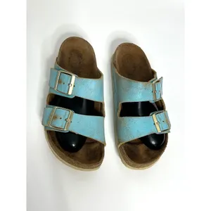 Birkenstock Arizona Washed Metallic Aqua Blue Leather Sandals Size EU 39 US 8 thumbnail 5