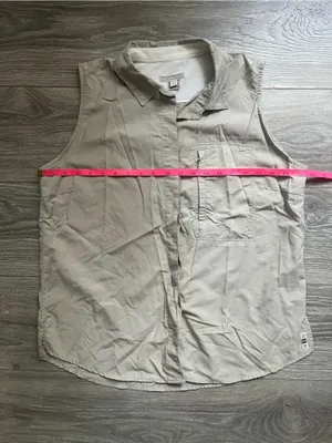 Royal Robbins Tan Cream Sleeveless Outdoor Hiking 100% Nylon Button Down Shirt L thumbnail 8