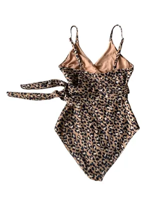 Aerie Leopard Print One Piece Swimsuit Beige Size XS Beach Vacation Resortwear thumbnail 11