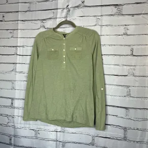 Lauren Ralph Lauren Green Button Blouse Longsleeve S Y2K Preppy Minimal Slim Fit thumbnail 8