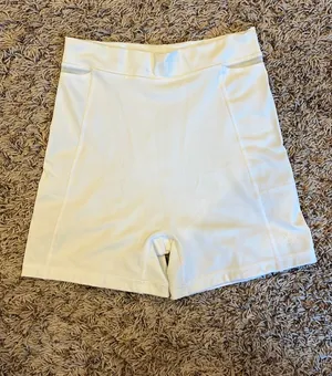 OFFLINE by Aerie high rise white biker shorts no front inseam, side pockets thumbnail 1