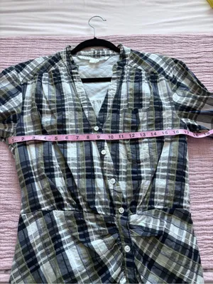 Veronica Beard Vilette Mini Shirt Dress Army Plaid size 8 thumbnail 10