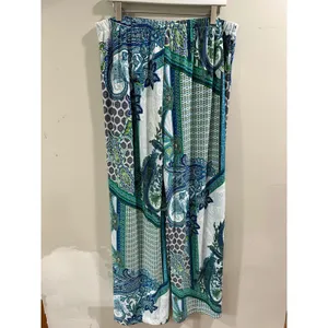 Chicos Blue Green Paisley Wide Leg Pull On Pants Size 2 XL Stretch Jersey Knit thumbnail 2