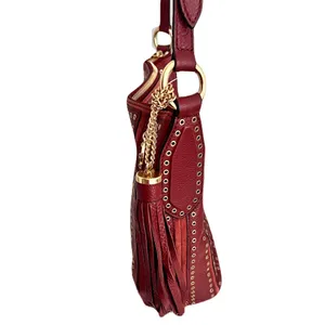 NWT Michael Kors Brown ‘Brooklyn Grommet Leather Feed Bag’ Crossbody in “Brick” thumbnail 8