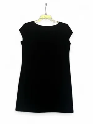 GAP Black Solid Shift Dress S Cap Sleeve Round Neck Knit Pullover Knee thumbnail 5