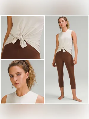 Lululemon Modal-Silk Blend Tie-Front Yoga Tank Top Natural Ivory (Size 4) thumbnail 2