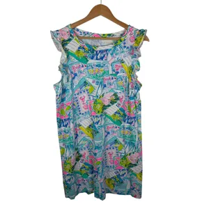 Lilly Pulitzer Laina Dress Large Wish You Were Here Multi Pop Up Preppy Colorful thumbnail 2