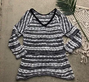 Free People Striped Sweater Size Large thumbnail 3