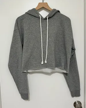 Wild Fable‎ | Women's Gray Cropped Hoodie Raw Hem Fleece Sweatshirt, Size M thumbnail 1