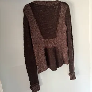 BKE Two Tone Brown Knit Long Sleeve Cardigan L Decorative Buttons Boho Western thumbnail 4