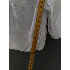 Cottage Peasant White Cotton Crochet Lace Peasant Blouse Off Shoulder Boho Top thumbnail 5